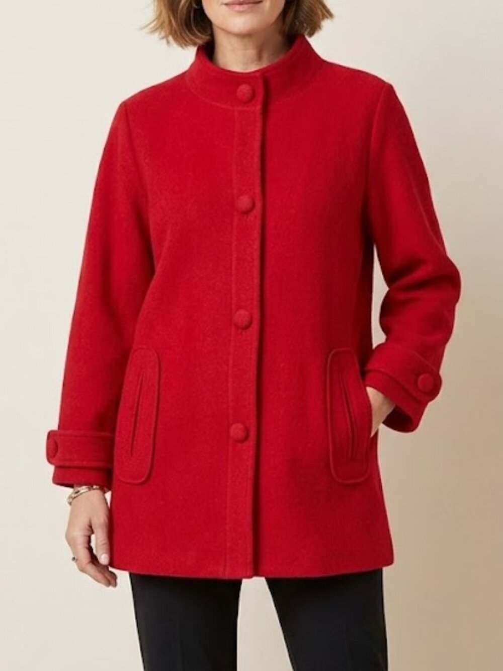 Harve Benard Blazer Jacket Red Wool Classic Career Work Colorful Minimalist 1X
